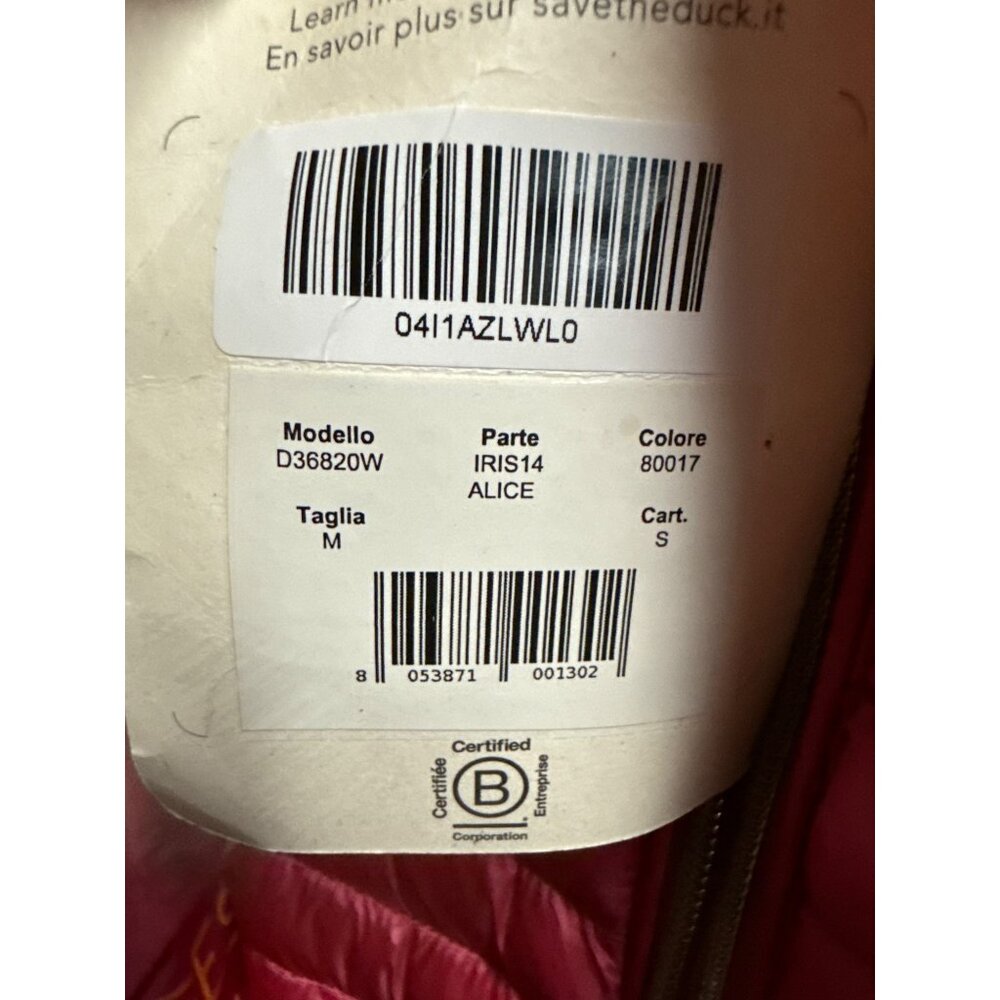 Save The Duck Puffer Coat Jacket Pink Women's Size 2 Medium Logo New With Tag - Picture 4 of 4